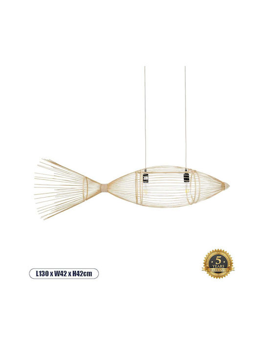 GloboStar Fish Pendant Light Suspension Grid for Socket E27 Beige