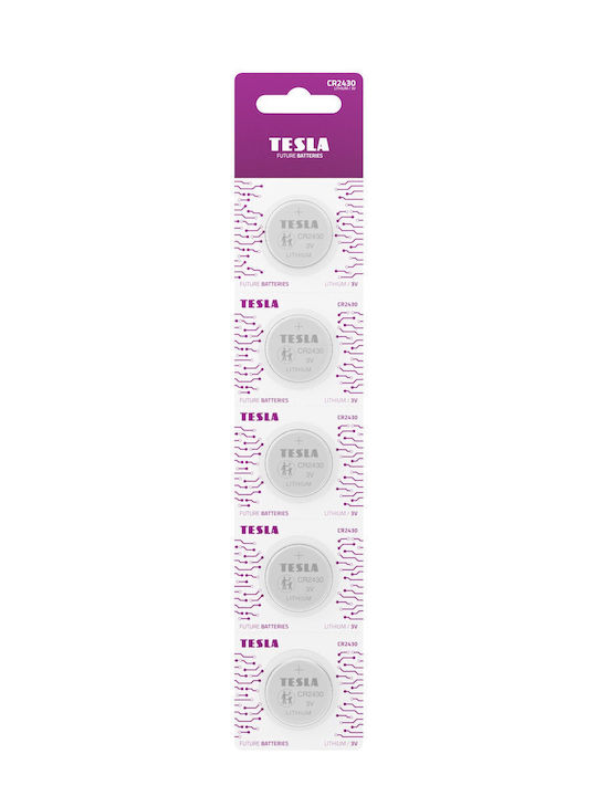 Tesla Batteries Μπαταρίες Λιθίου Ρολογιών CR2430 3V 5τμχ