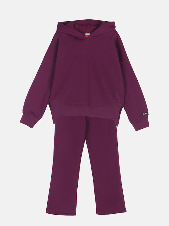 Kids Sweatpants Set Burgundy 2pcs Unicolor