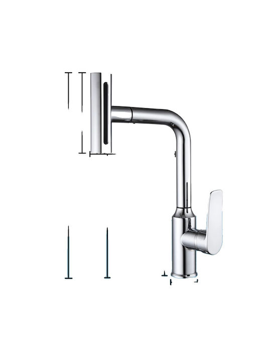 Kitchen Faucet Counter with Shower Silver