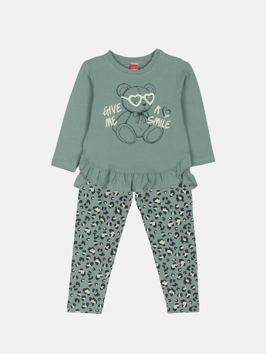 Joyce Kids Set with Leggings Winter 2pcs Ψυχρό Πράσινο Give Me A Smile