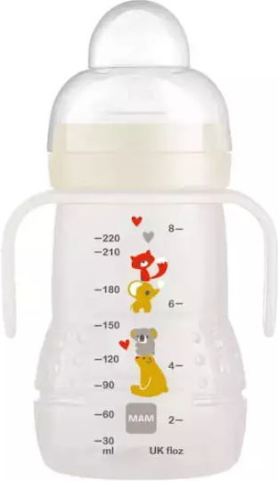 Mam Baby Sippy Cup Silicone with Handles White Tiger Blue for 4m+ 220ml