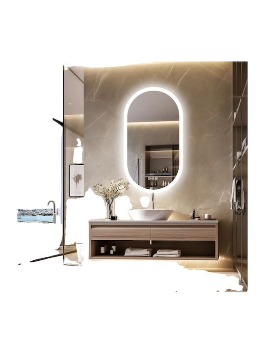 Oval Bathroom Mirror Led Touch 20x40cm White