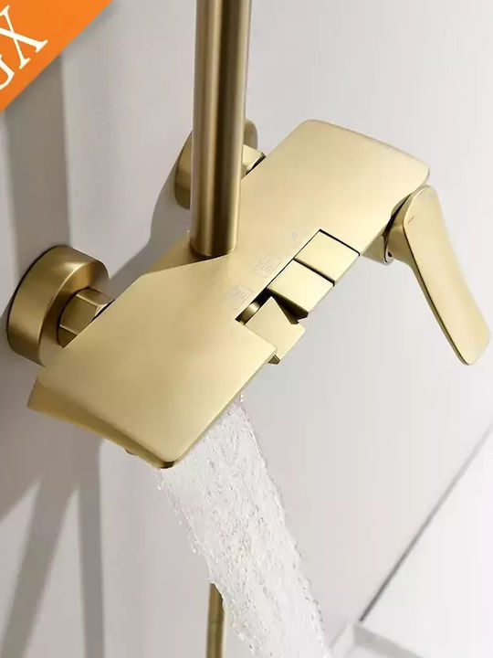 Duschsystem 3-Wege-Regendusche Handbrause Gold Duschset