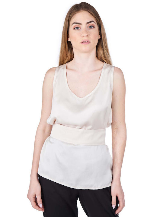 Access Damen Bluse Ärmellos Beige