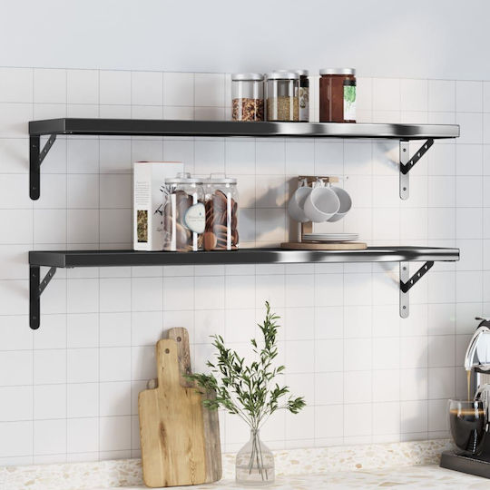 Rafturi Perete 2buc 100x23.5xcm Negre Rafturi Perete 2buc 100x23.5xcm Negre