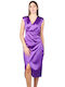 Summer Midi Evening Satin Dress Purple