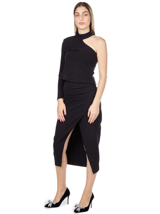 Access Midi Envelope Skirt in Black color