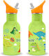 Water Revolution Kids Water Bottle Dinosaur Stainless Steel with Straw 500ml