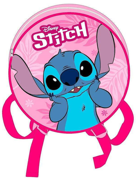 Disney Stitch Round Παιδική Τσάντα Πλάτης Ροζ