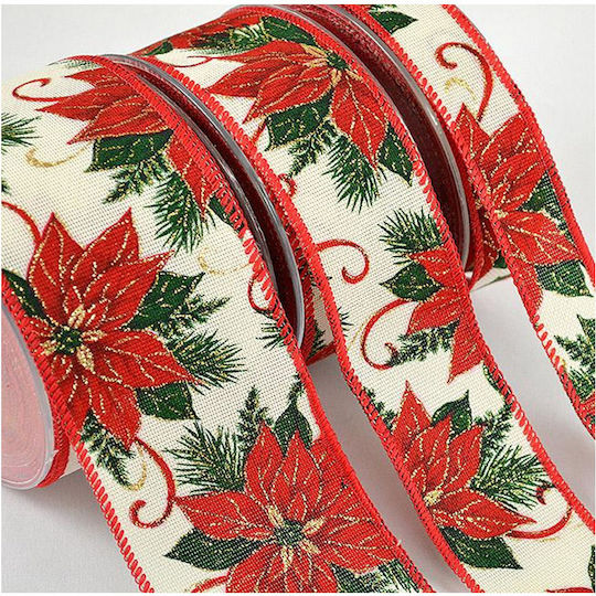 Weihnachtliche Farbband Plastik Rot 900x6.7cm 1Stück