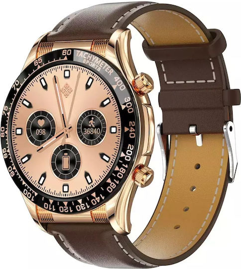 Nubi E18 PRO Смартчасовник с Пулсомер (Brown / Golden)