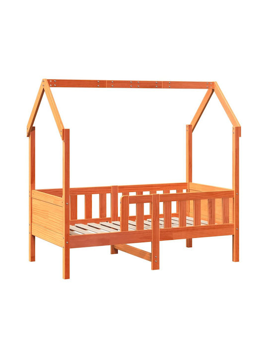 Παιδικό Κρεβάτι Μονό Καφέ για Στρώμα 70x140cm