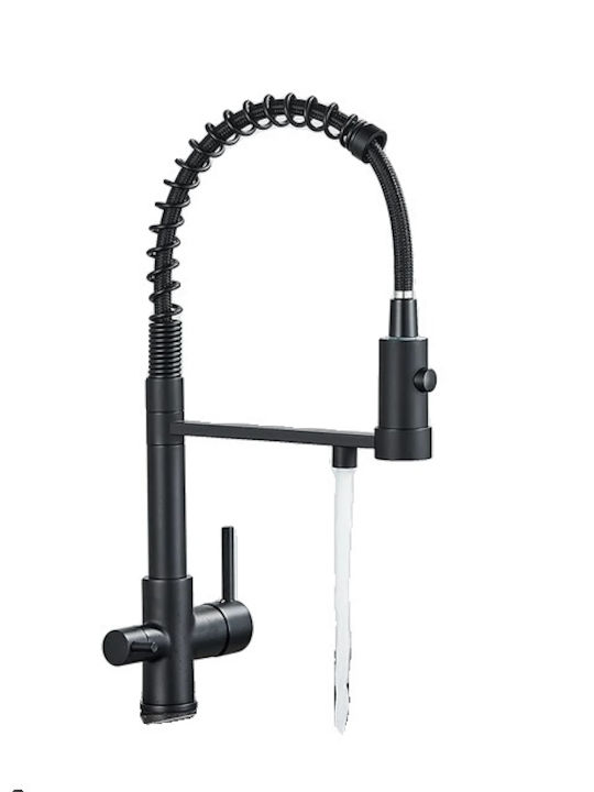Water Filter Faucet Dual Spout Design Rotation Water Purification Matte Black
