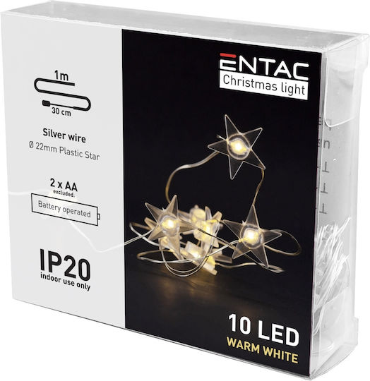 10 Lights LED 1m. Warm White Battery in String 1pcs