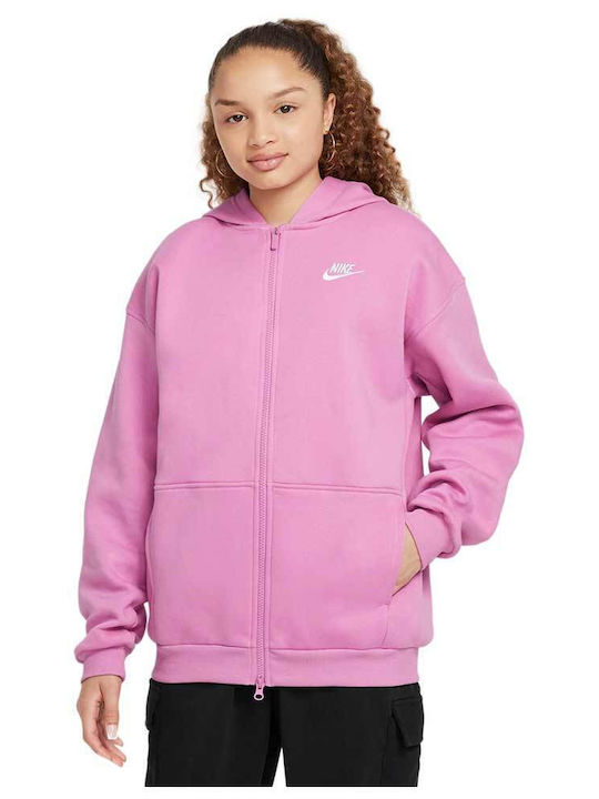 Nike Kids Cardigan Fleece with Hood Pink Sportswear Club