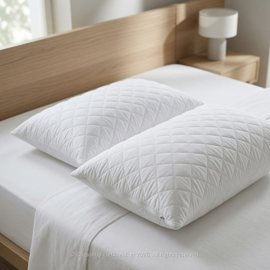 Casa Colori Σετ Προστατευτικά Μαξιλαριών Καπιτονέ White 50x70εκ.