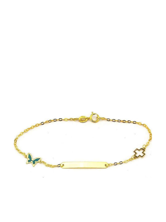 Goldsmith Kids Bracelet ID from Gold-plated Silver with Butterfly