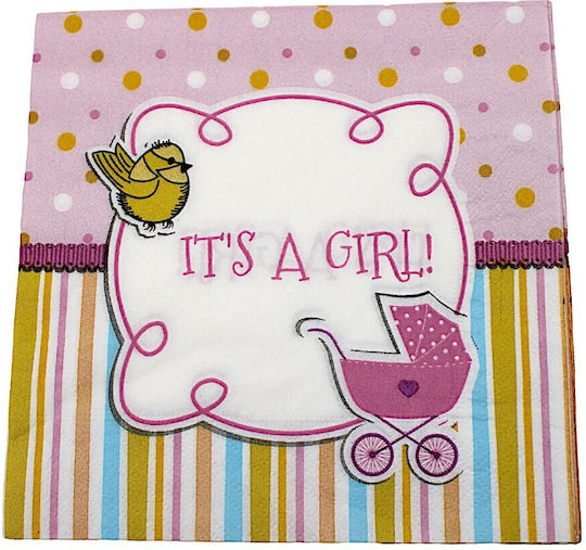 Χαρτοπετσέτες A Girl!" Λευκές 16.5x16.5εκ. 8τμχ