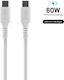 Fixed Заряден USB 2.0 Кабел USB-C Мъжки - USB-C 60W Захранване (PD) Бял 1.2м