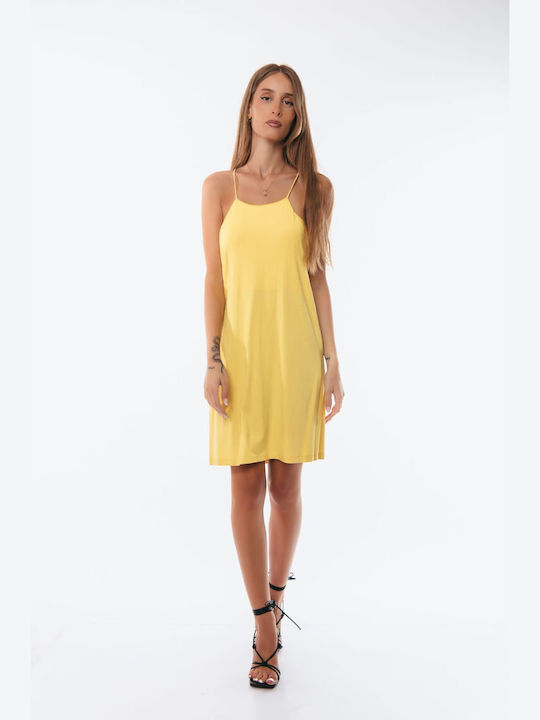 Short Yellow Strap Dress One Size