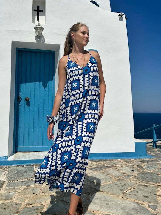 Achilleas Accessories Summer Maxi Dress Blue