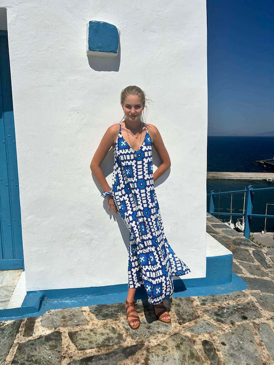 Καλοκαιρινό Maxi Φόρεμα Μπλε