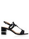 Black Faux Leather Sandals with Suede Details and Special Strap