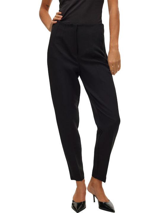 Dama Talie înaltă Pantaloni Chino cu Croială Tapered Negru