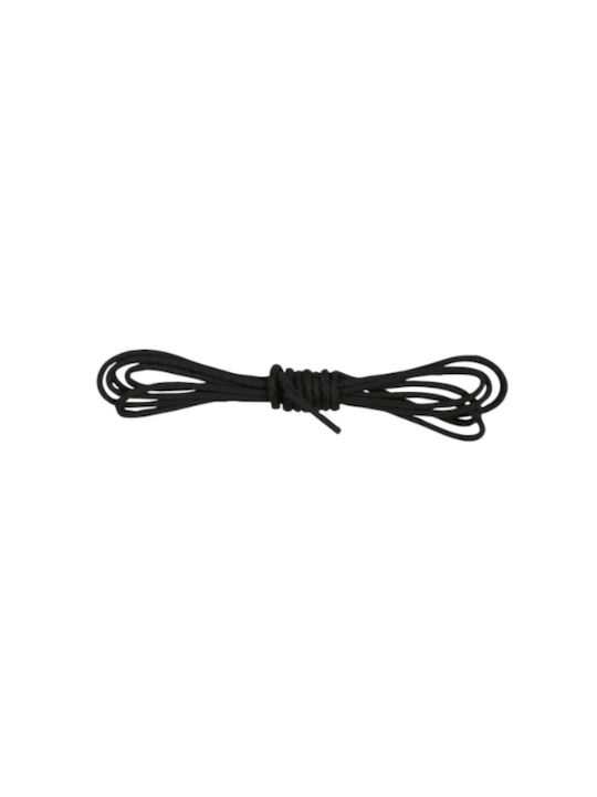 Black Round Waxed Medium Thick Shoelaces 120cm