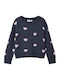 Kinderpullover Langarm dunkelblau, weiß