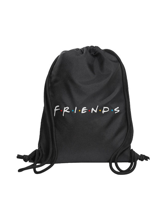 Friends Backpack Bag Gymbag Black Pocket 40x48cm & Thick Cords