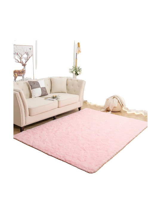 Rug Rectangular Shaggy Pink