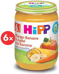 Hipp Βρεφικό Γεύμα Apple with Banana, Mango and Carrot x6 για 6m+ 190gr