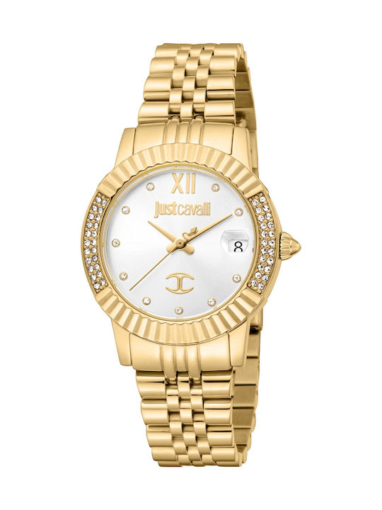 Just Cavalli Glam Γυναικείο Ρολόι 32mm Μπαταρίας με Χρυσό Μεταλλικό Μπρασελέ