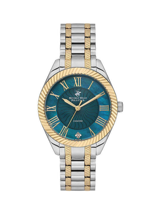 Beverly Hills Polo Club Diamonds Watch with Gold Metal Bracelet