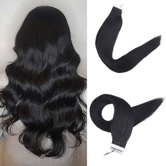 Remy Hair Aufkleber Erweiterung mit Echthaar Remy in Dunkelheit Schwarz Farbe 1 70cm 4Stück