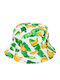 Paperinos Kids' Hat Bucket Fabric White Banana & Leaves Print