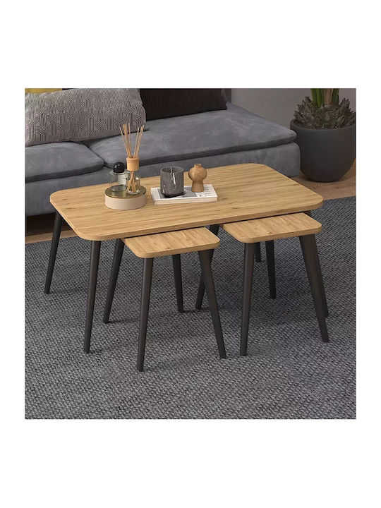 Rechteckig Couchtisch Beige 3Stück L90xB55xH46cm