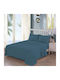 Casa Colori Σετ Σεντόνια Διπλά με Λάστιχο 140x200+30εκ. Navy Μπλε (4τμχ)