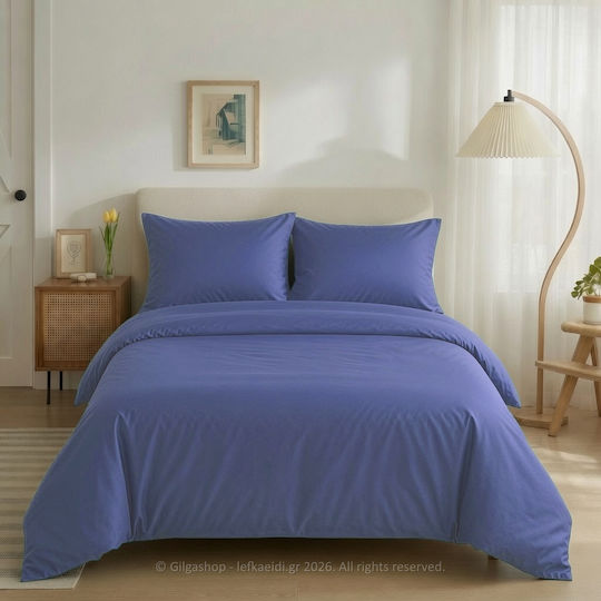 Casa Colori Set Cearșafuri Semi-Dublu cu Elastic 120x200+30cm. Albastru 3buc