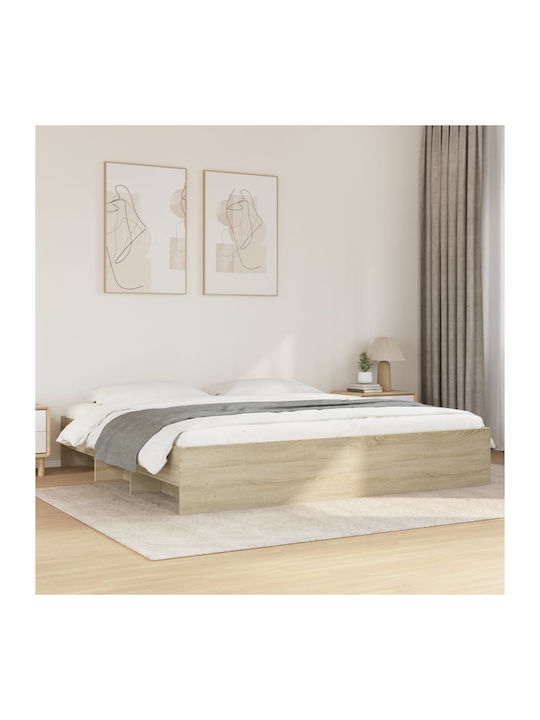 Rama de pat Vidaxl Sonoma Oak 180x200cm Lemn prelucrat 1 piesă Dublu Maro