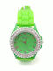 PS Silver Women's Watch with Green Rubber Strap