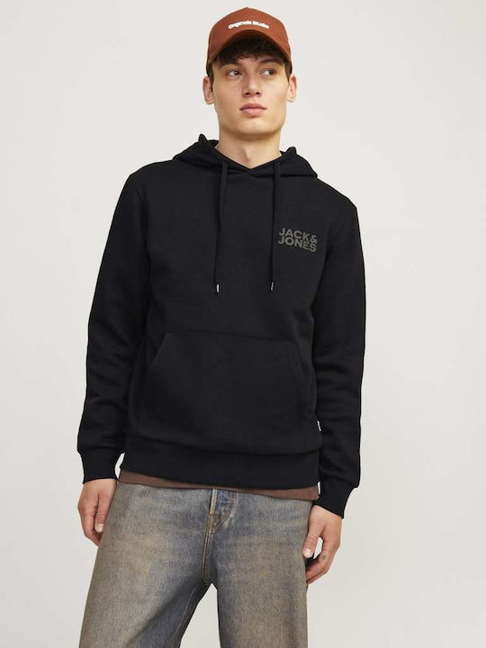 Jack & Jones Sweat Hanorac pentru bărbați cu glugă și buzunare Black