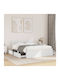King Size Wooden Bed White with Slats for Mattress 190x190cm