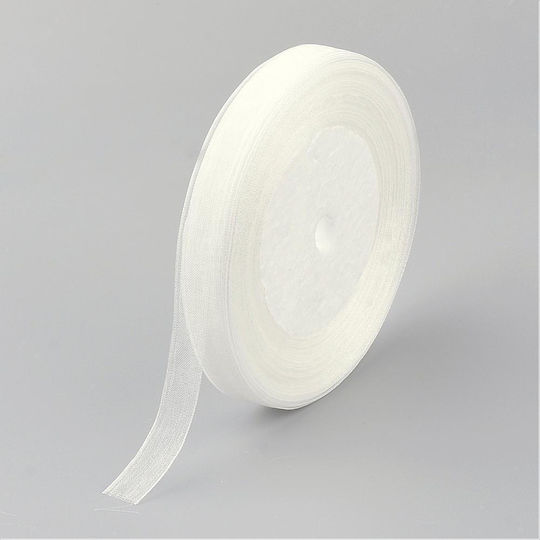 Panglică Organza Albă 15mm 46 metri