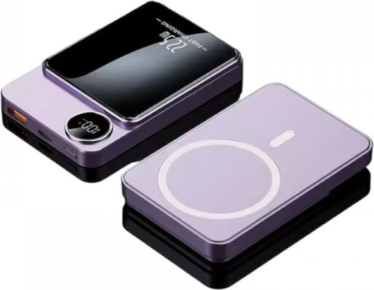 S111 MagSafe Power Bank 10000mAh 15W cu Port USB-A și Port USB-C Violet
