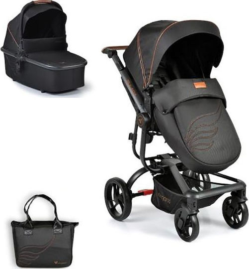 Cangaroo Ellada Adjustable 2 in 1 Baby Stroller Suitable for Newborn Black 15kg