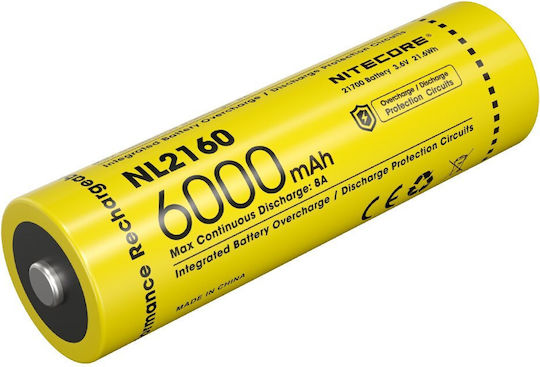 NiteCore Επαναφορτιζόμενη Μπαταρία 21700 Li-ion 6000mAh 1τμχ