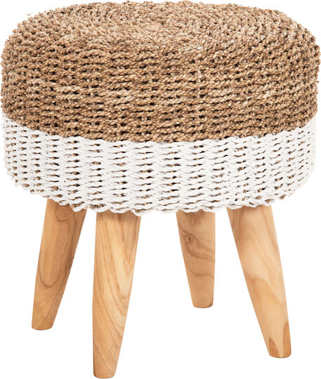 Hocker Für das Wohnzimmer Hölzernes Beam Natural & White 42x42x46cm
